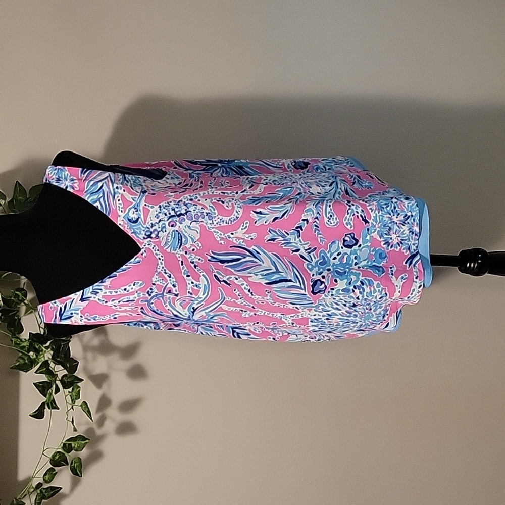 Lilly Pulitzer Pink Blue Floral V-Neck Tank Top